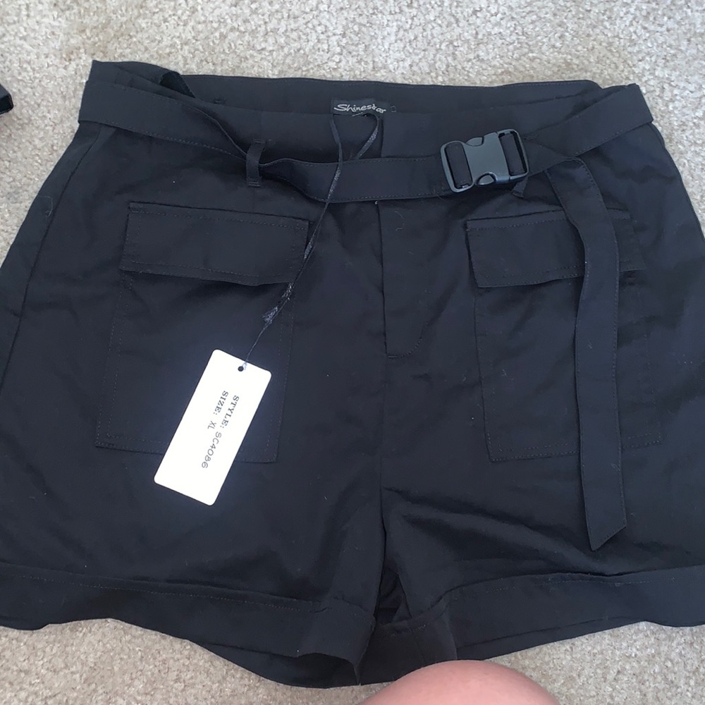 FASHION NOVA BLACK BUCKLE SHORTS